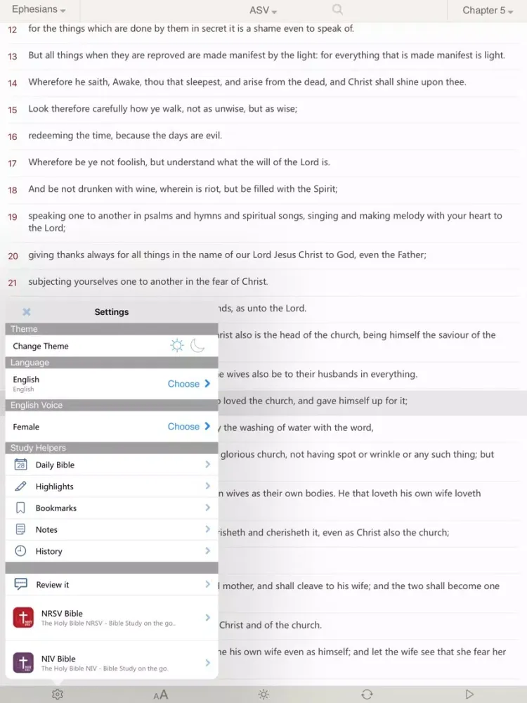 Tangkapan layar Bible : Holy Bible ASV - Bible Study on the go iPad 
