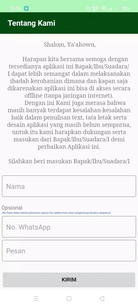 Tangkapan layar Buku Zinuno Gereja AMIN