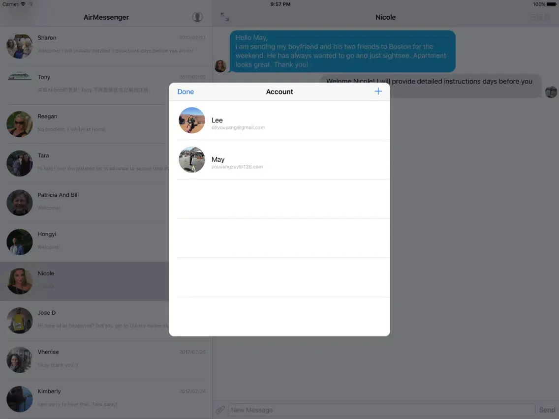 AirMessenger for Airbnb Host iPad  স্ক্রিনশট