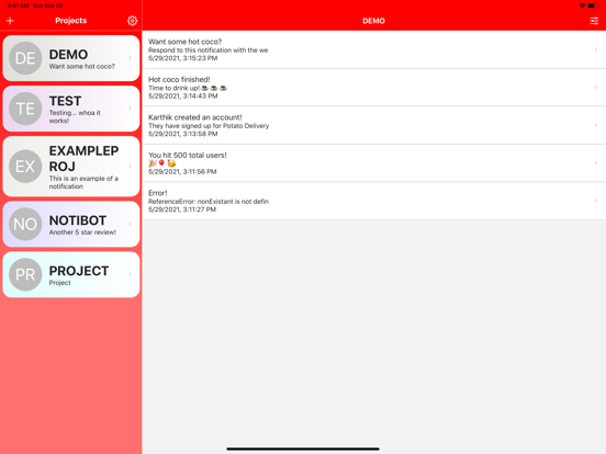 Capturas de tela do NotiBot iPad 