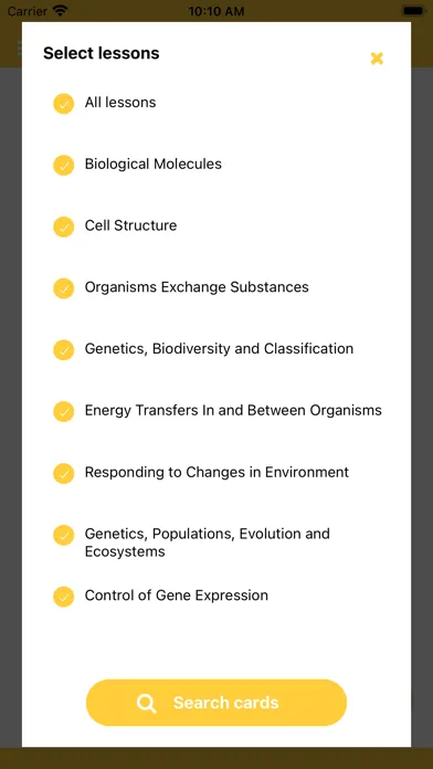 Скриншоты A-Level Biology Flashcards Pro