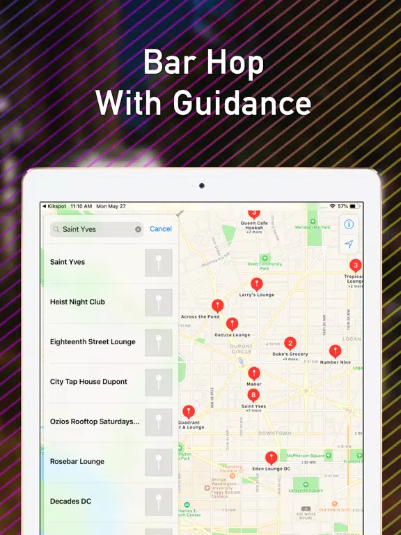 Seek Bars & Clubs with Kikspot iPad  Screenshots