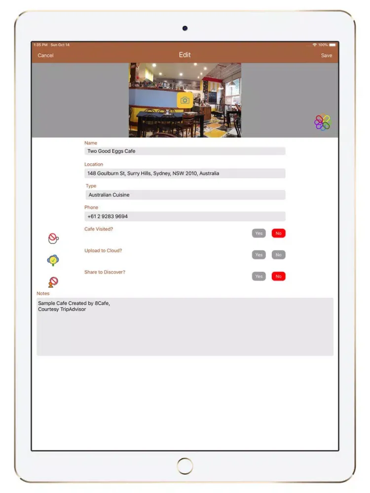 Скриншоты 8Cafe iPad 