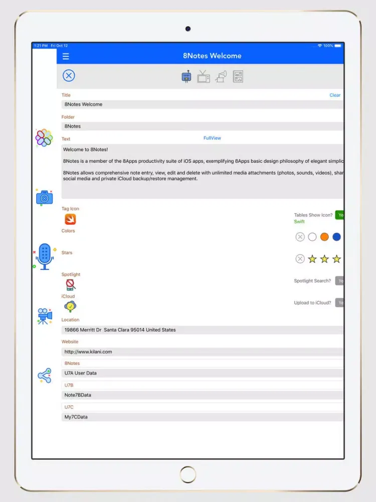 Ảnh chụp màn hình của 8Notes iPad 