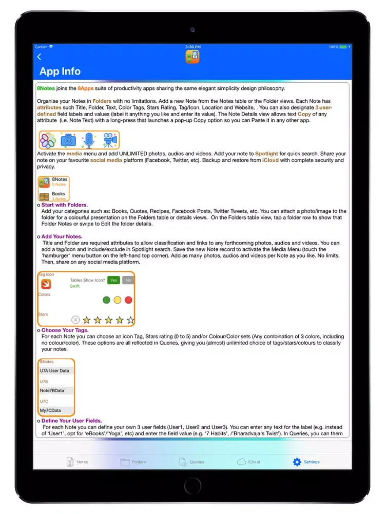 Ảnh chụp màn hình của 8Notes iPad 