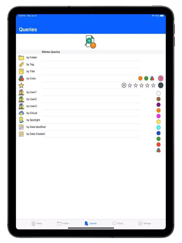 Ảnh chụp màn hình của 8Notes iPad 