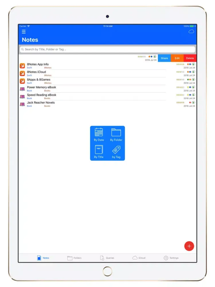 Ảnh chụp màn hình của 8Notes iPad 