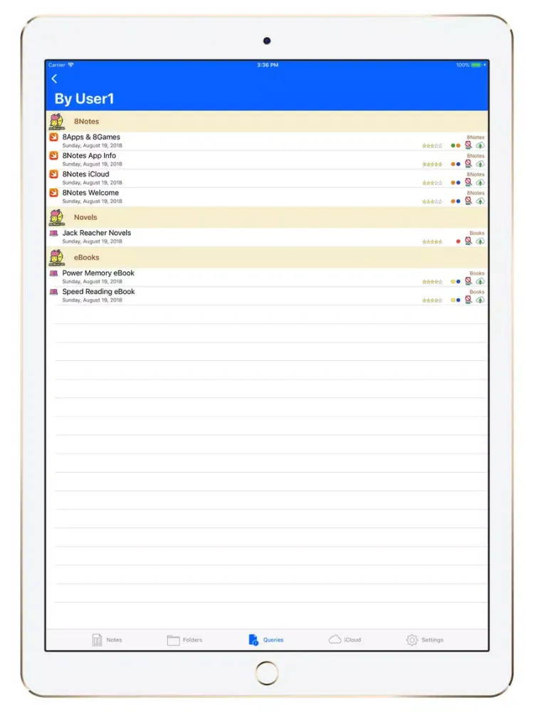 Ảnh chụp màn hình của 8Notes iPad 