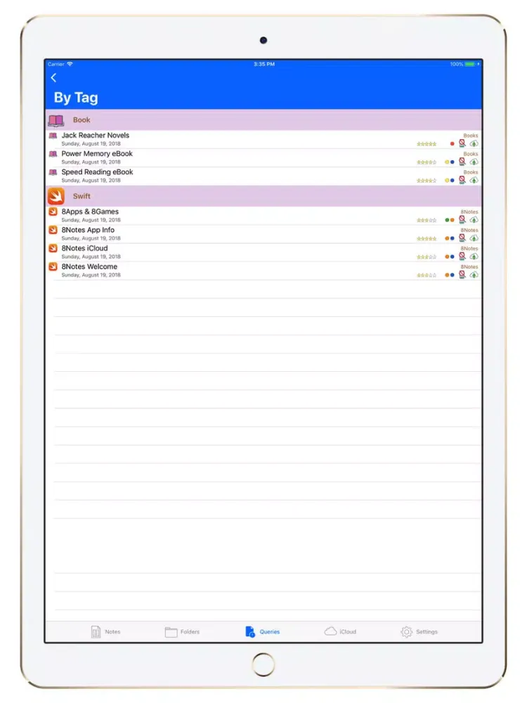 Ảnh chụp màn hình của 8Notes iPad 