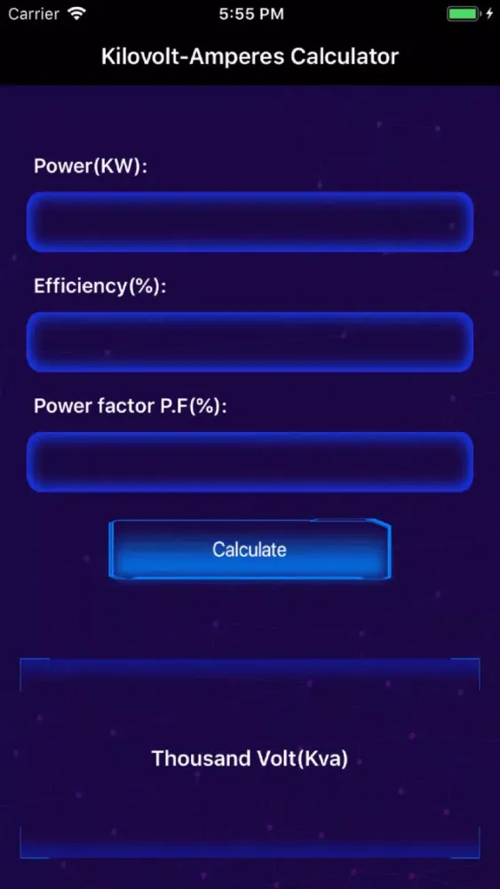 Captures d'écran de Kilovolt-amperes Calculator