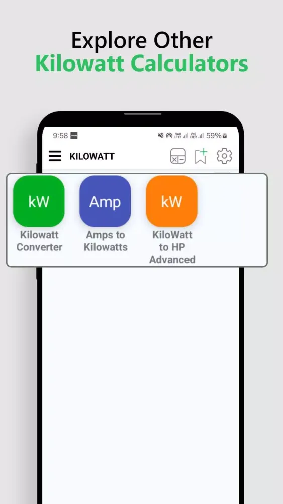 Kilowatt Calculator سکرین شاٹس