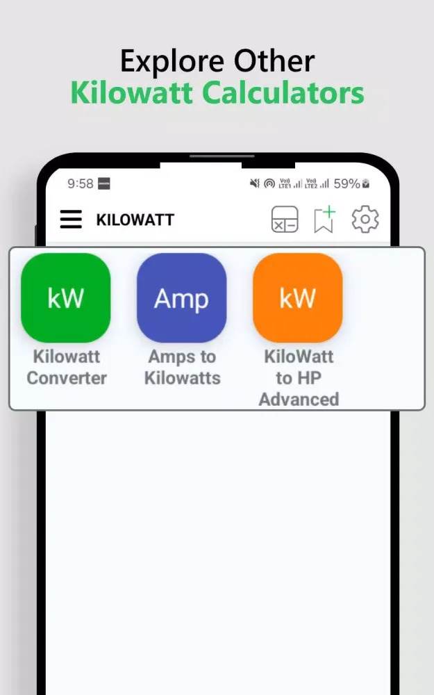Kilowatt Calculator سکرین شاٹس