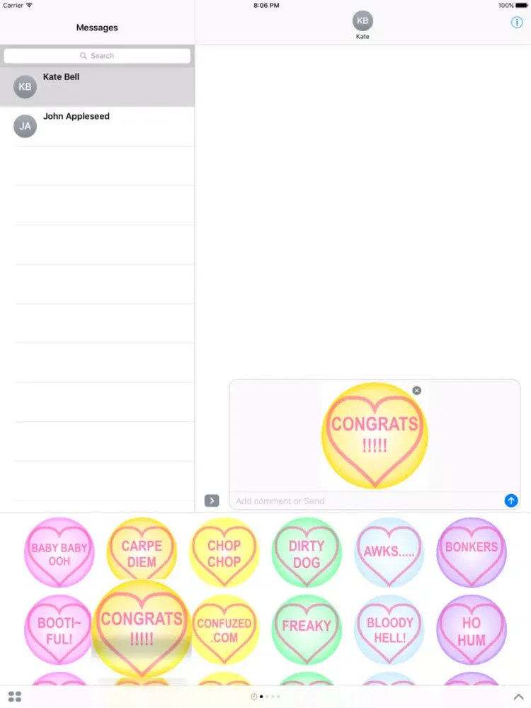 Ảnh chụp màn hình của Fun Lol Cheeky Friends Message Button Badge Hearts iPad 