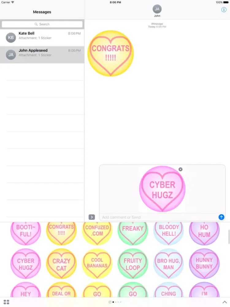 Ảnh chụp màn hình của Fun Lol Cheeky Friends Message Button Badge Hearts iPad 
