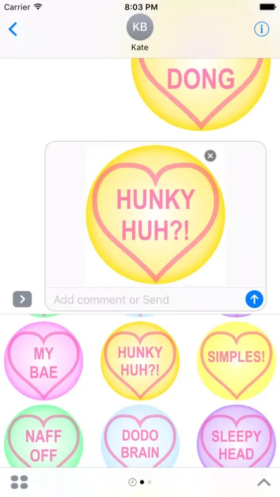 Ảnh chụp màn hình của Fun Lol Cheeky Friends Message Button Badge Hearts