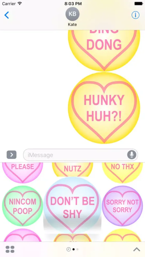 Ảnh chụp màn hình của Fun Lol Cheeky Friends Message Button Badge Hearts