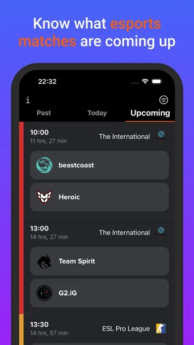Zrzuty ekranu Esportsfort: Matches & Results
