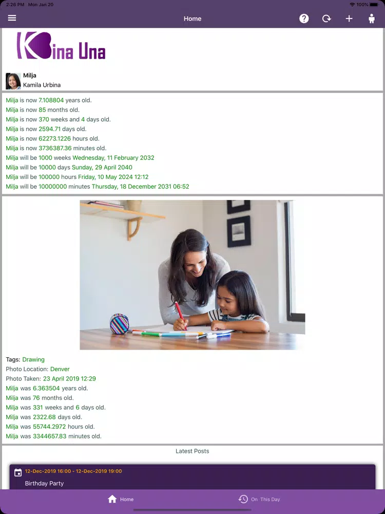 KinaUna Xamarin iPad  スクリーンショット
