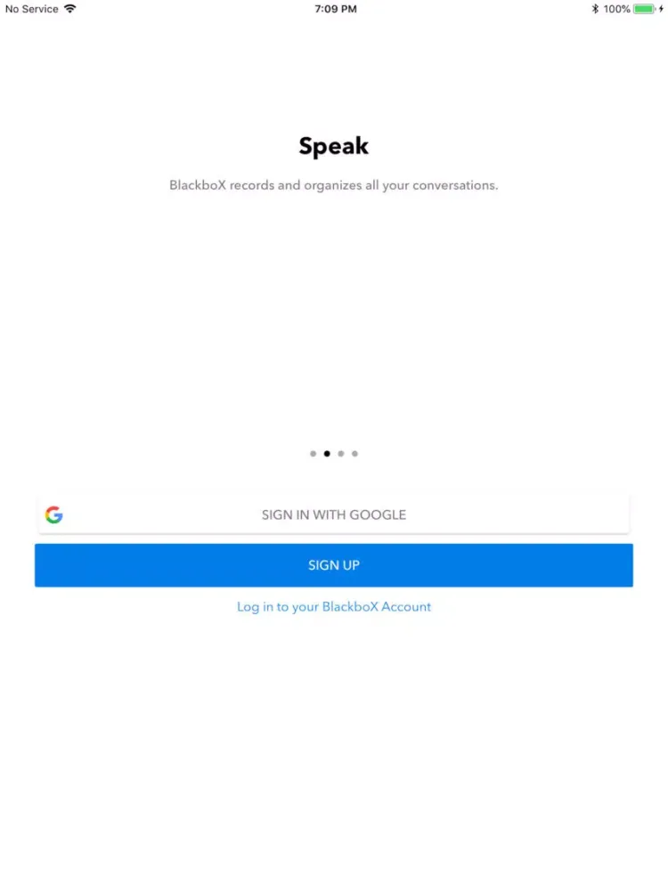Tangkapan skrin Blackbox.ai Transcribe Smart iPad 