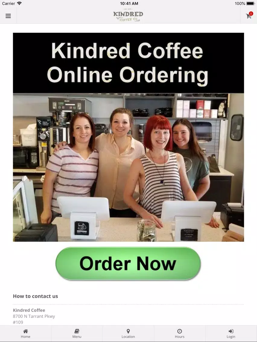 Capturas de pantalla de Kindred Coffee Online Ordering iPad 