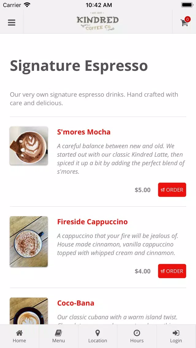 Capturas de pantalla de Kindred Coffee Online Ordering