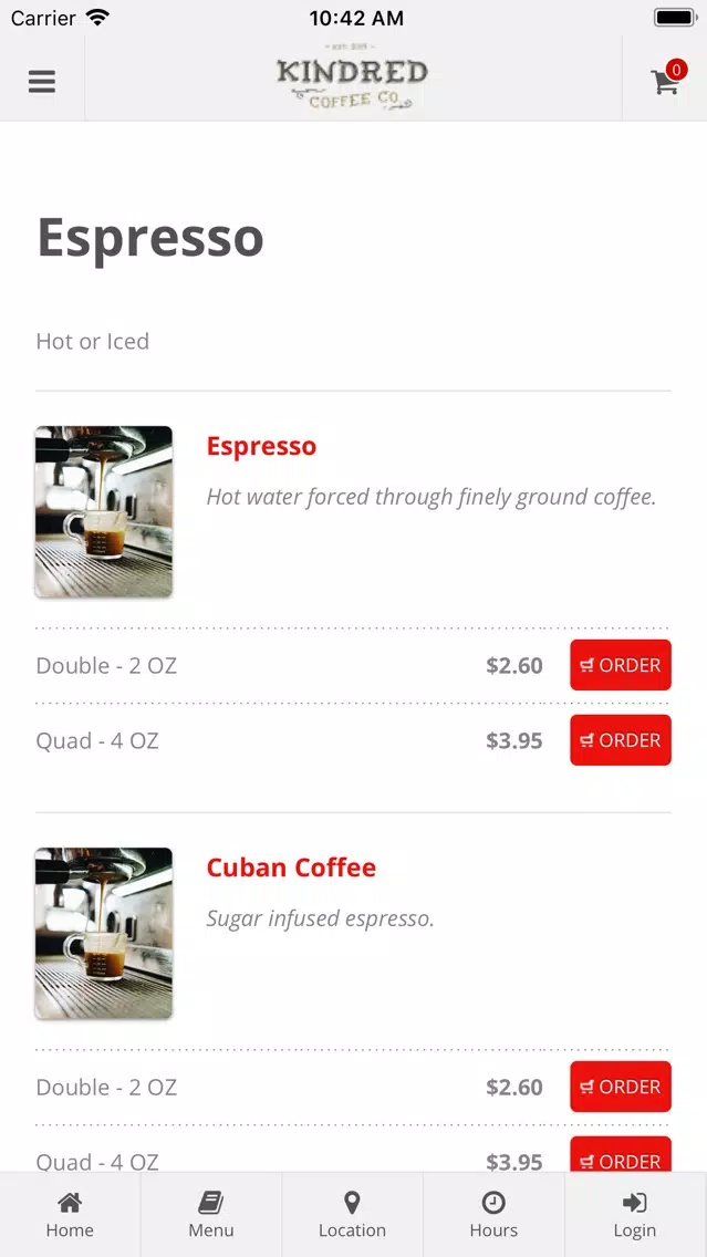 Capturas de pantalla de Kindred Coffee Online Ordering