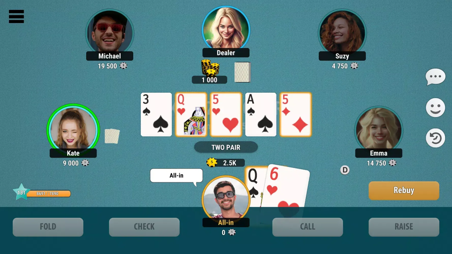 Kindza Poker Ekran Görüntüleri