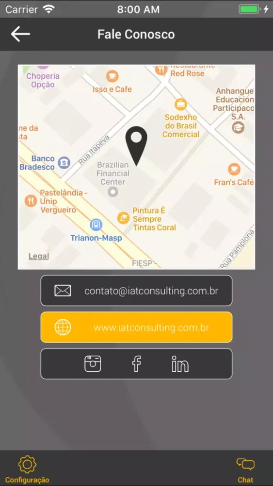 Capturas de tela do IAT Consulting