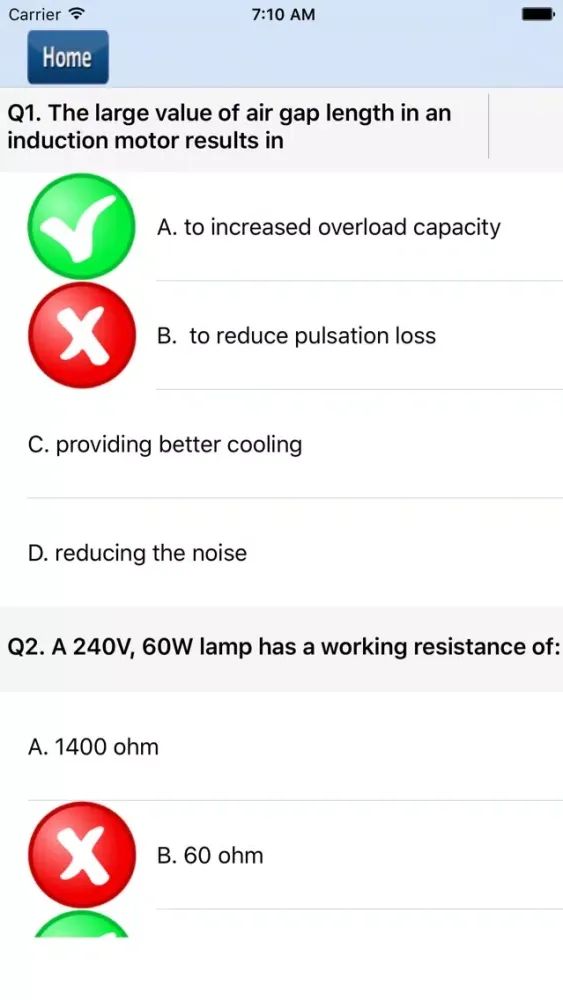 Electrical Engineering Test Screenshots