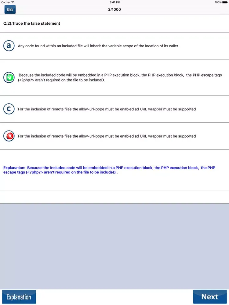 PHP Practice Test iPad  سکرین شاٹس