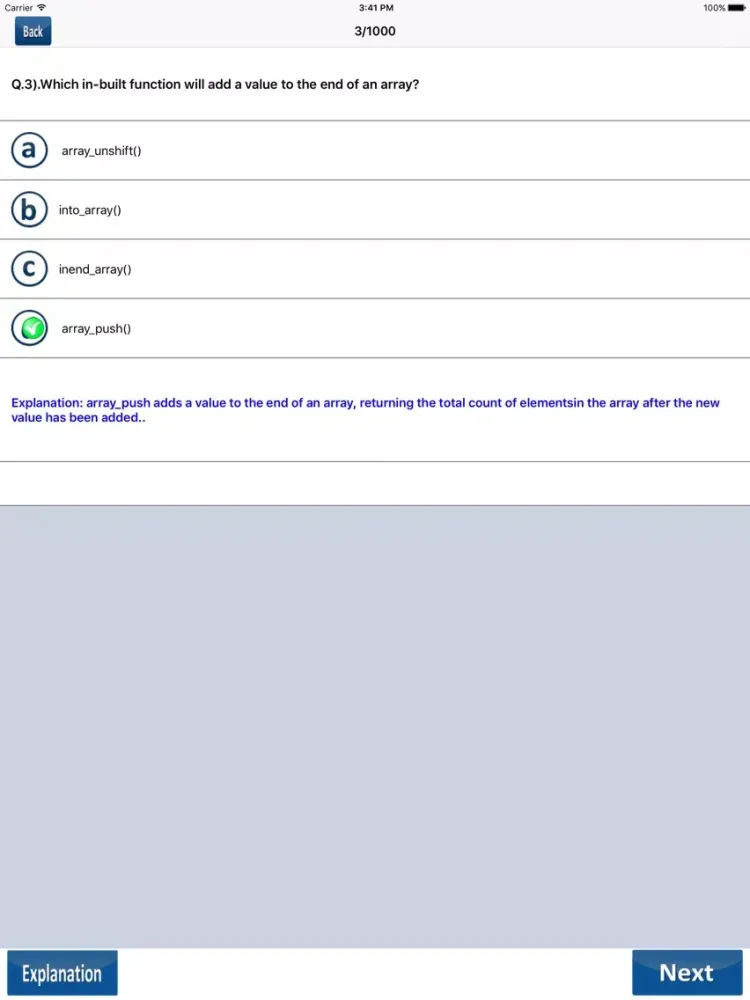 PHP Practice Test iPad  سکرین شاٹس