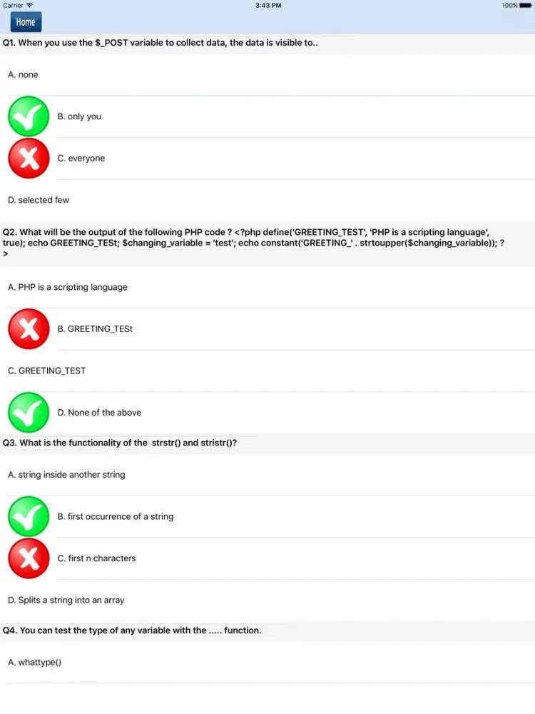 PHP Practice Test iPad  سکرین شاٹس