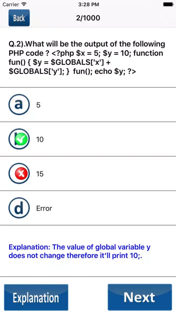 PHP Practice Test سکرین شاٹس