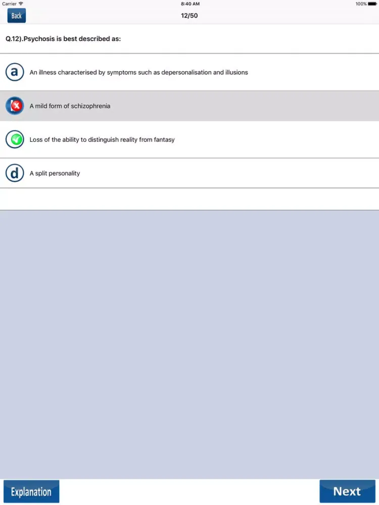 Zrzuty ekranu Psychiatry Quiz Questions iPad 