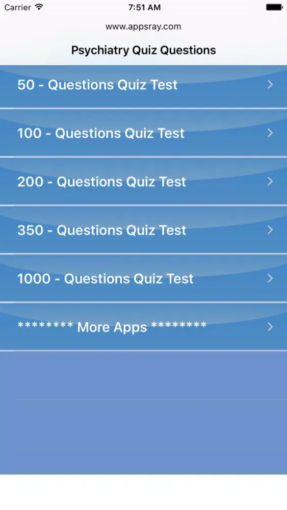 Zrzuty ekranu Psychiatry Quiz Questions