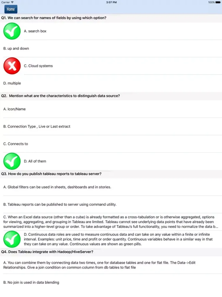 Capturas de pantalla de Quiz Questions for Tableau iPad 