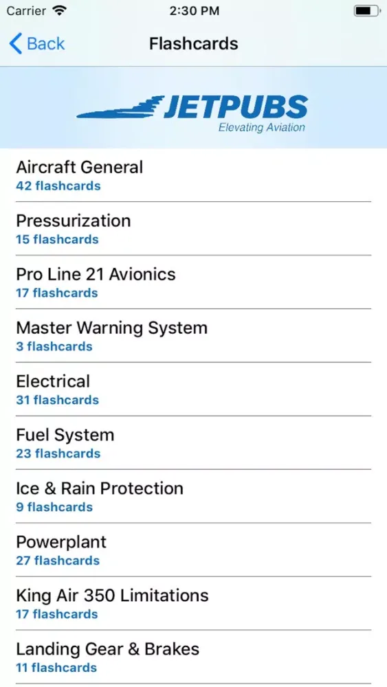 Capturas de tela do King Air 300/350 Study App
