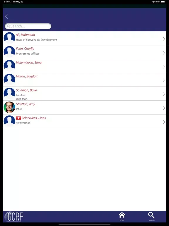 Screenshot di Frontiers symposium iPad 