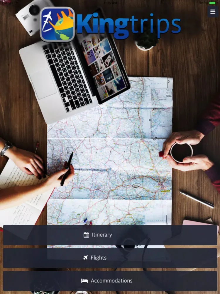 Tangkapan layar Kingtrips iPad 