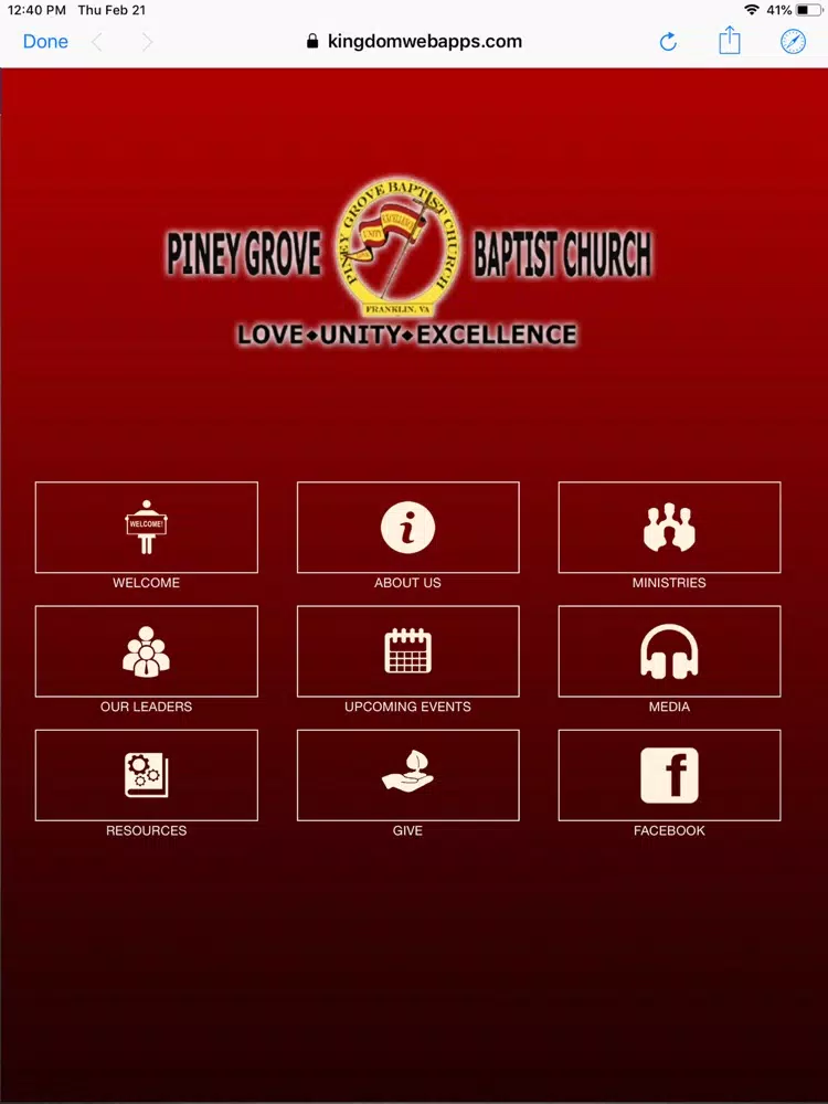 Capturas de tela do Piney Grove Baptist Church iPad 