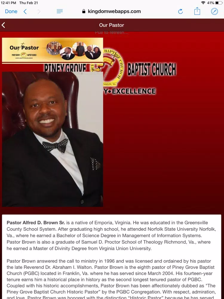 Capturas de tela do Piney Grove Baptist Church iPad 