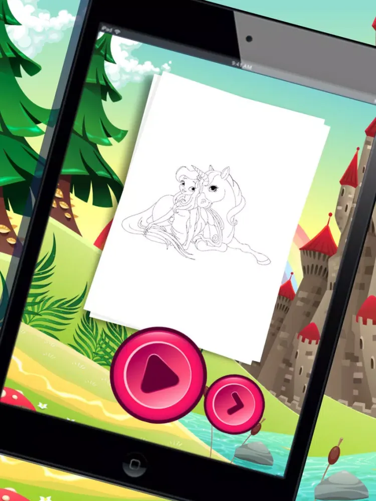 Princess Pony Coloring book for kids iPad  Screenshots