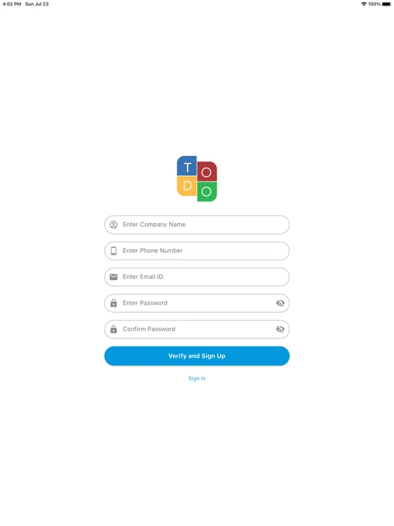ภาพหน้าจอของ TODO Smart iPad 