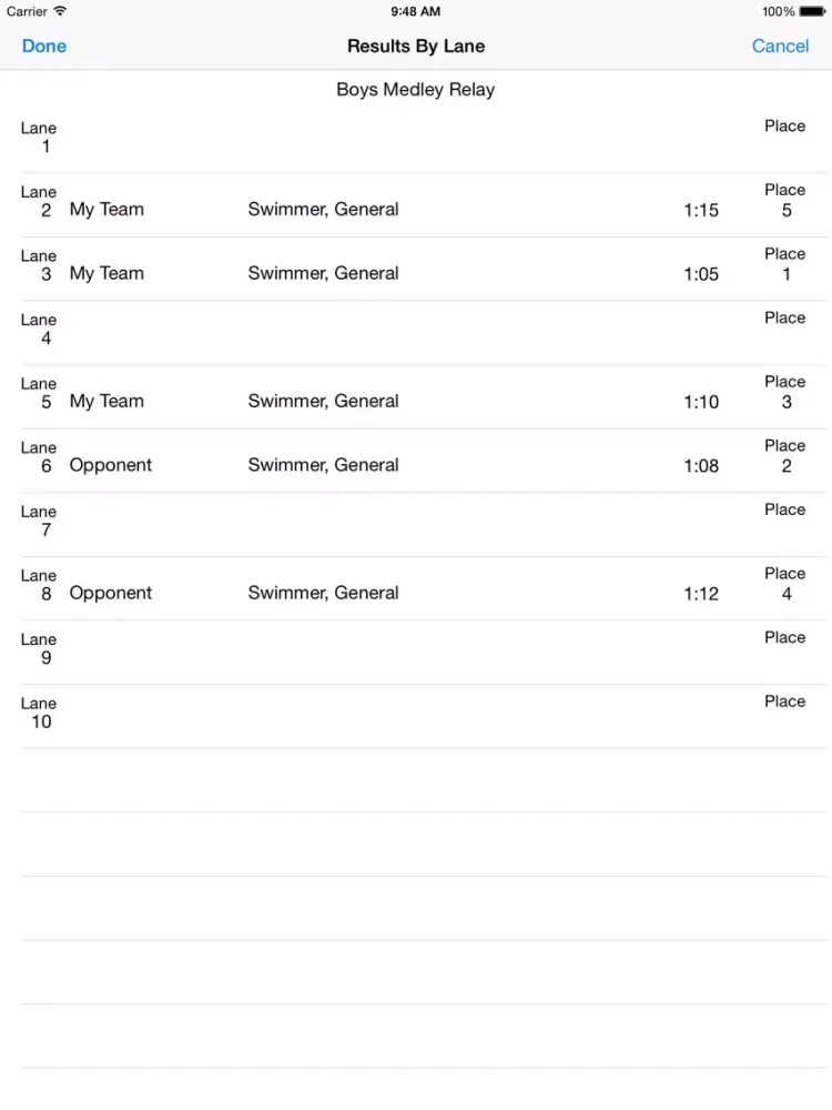 ภาพหน้าจอของ Swim Meet Scoring Advanced iPad 