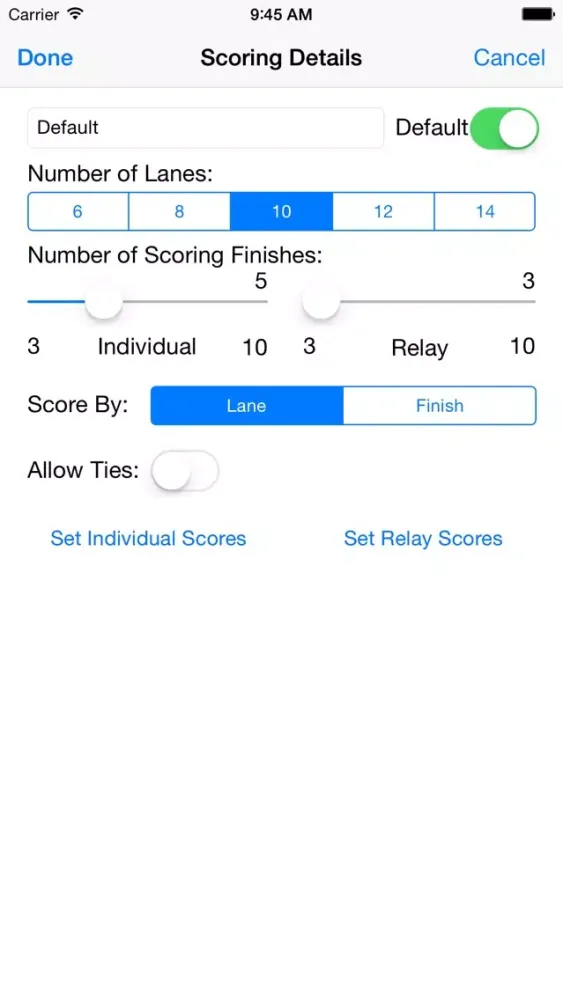 ภาพหน้าจอของ Swim Meet Scoring Advanced
