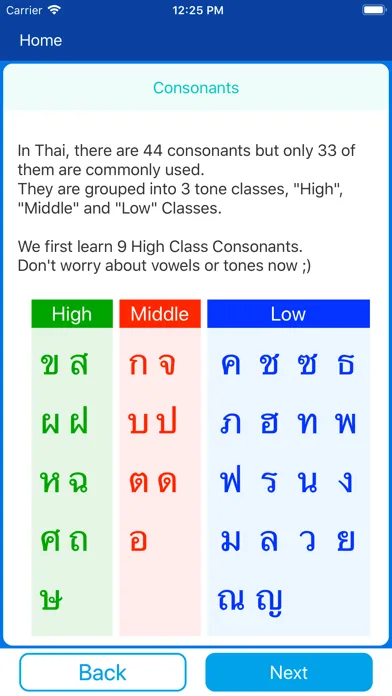Capturas de tela do Thai Reading :Alphabet & Tone