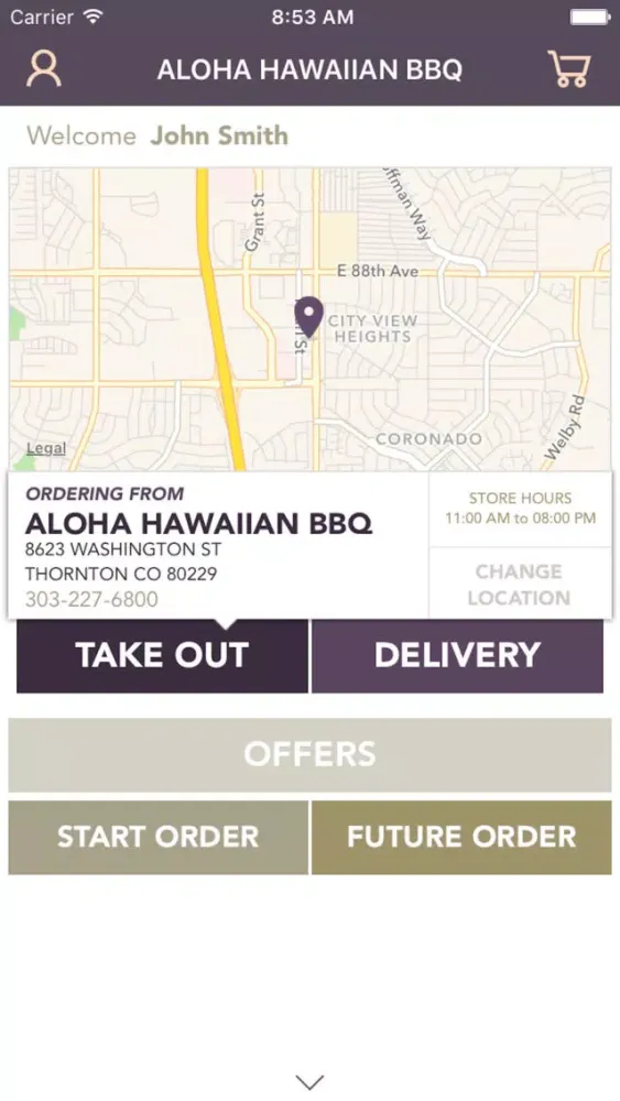 Tangkapan skrin Aloha BBQ Thornton
