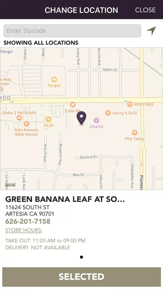 Tangkapan skrin Green Banana Leaf South St