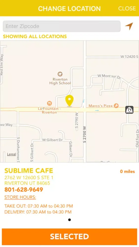 Tangkapan layar Sublime Cafe (Riverton)