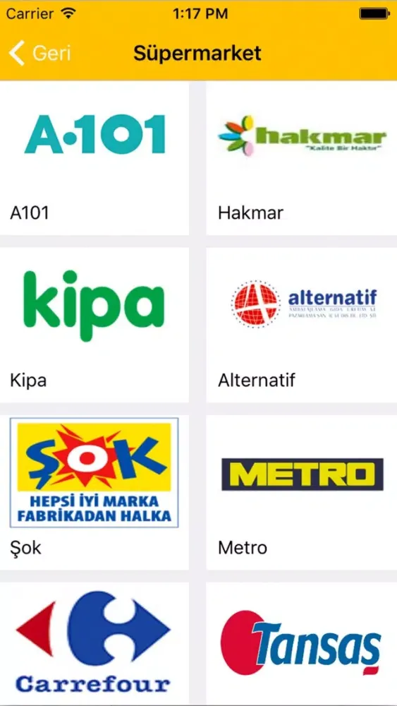 Ảnh chụp màn hình của Aktuel Ürünler